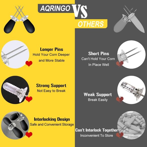 12 Pcs/6 Pairs Corn Holders, Stainless Steel Corn Cob Holders Corn on The Cob Sk - Picture 3 of 7